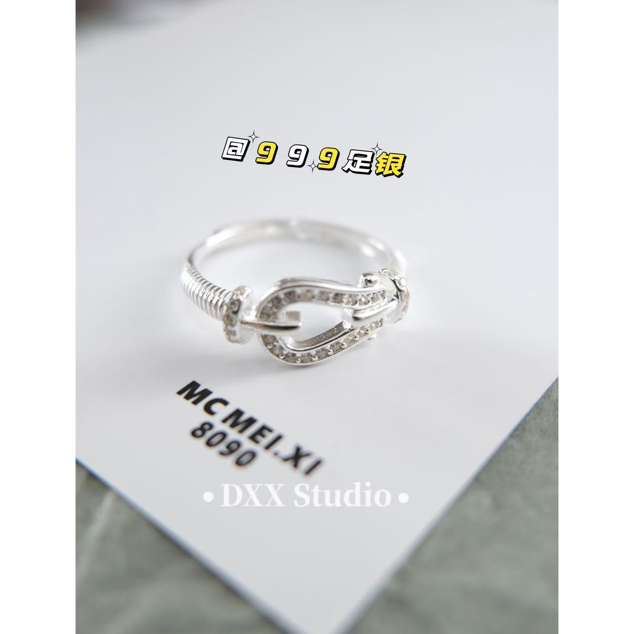 足银戒指 小众设计甜美活口个性银色素款可调节戒指45115