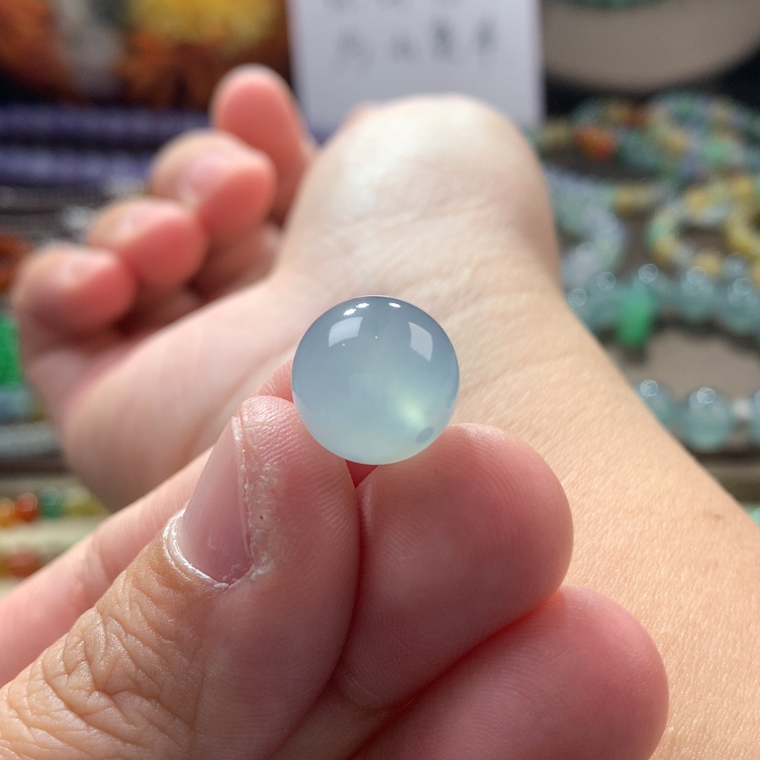 翡翠手链未镶嵌卡12.9 冰起胶蓝天白云单珠