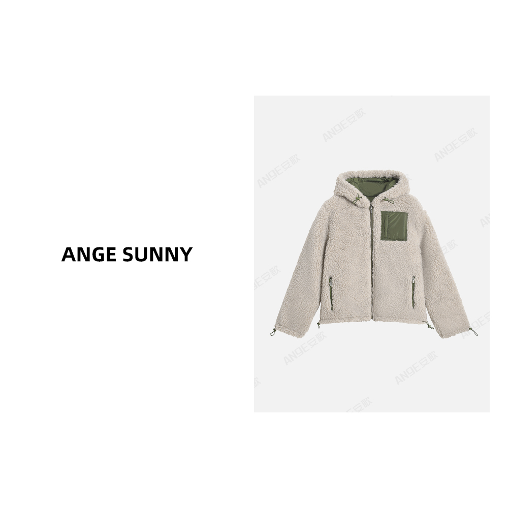 曲阳 ANGE SUNNY【m*u泰迪羊毛连帽羽绒服】90白鸭绒拉链羽绒外套