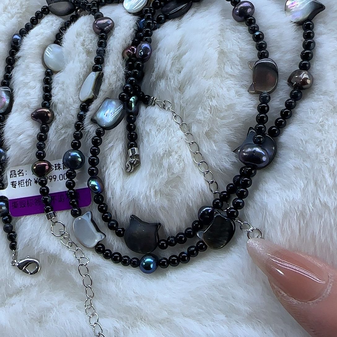 银S925镶嵌项链定制711淡水珍珠