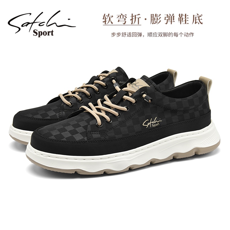 沙驰高级感懒人帆布鞋男鞋夏季透气休闲鞋男士上班通勤一脚蹬板鞋