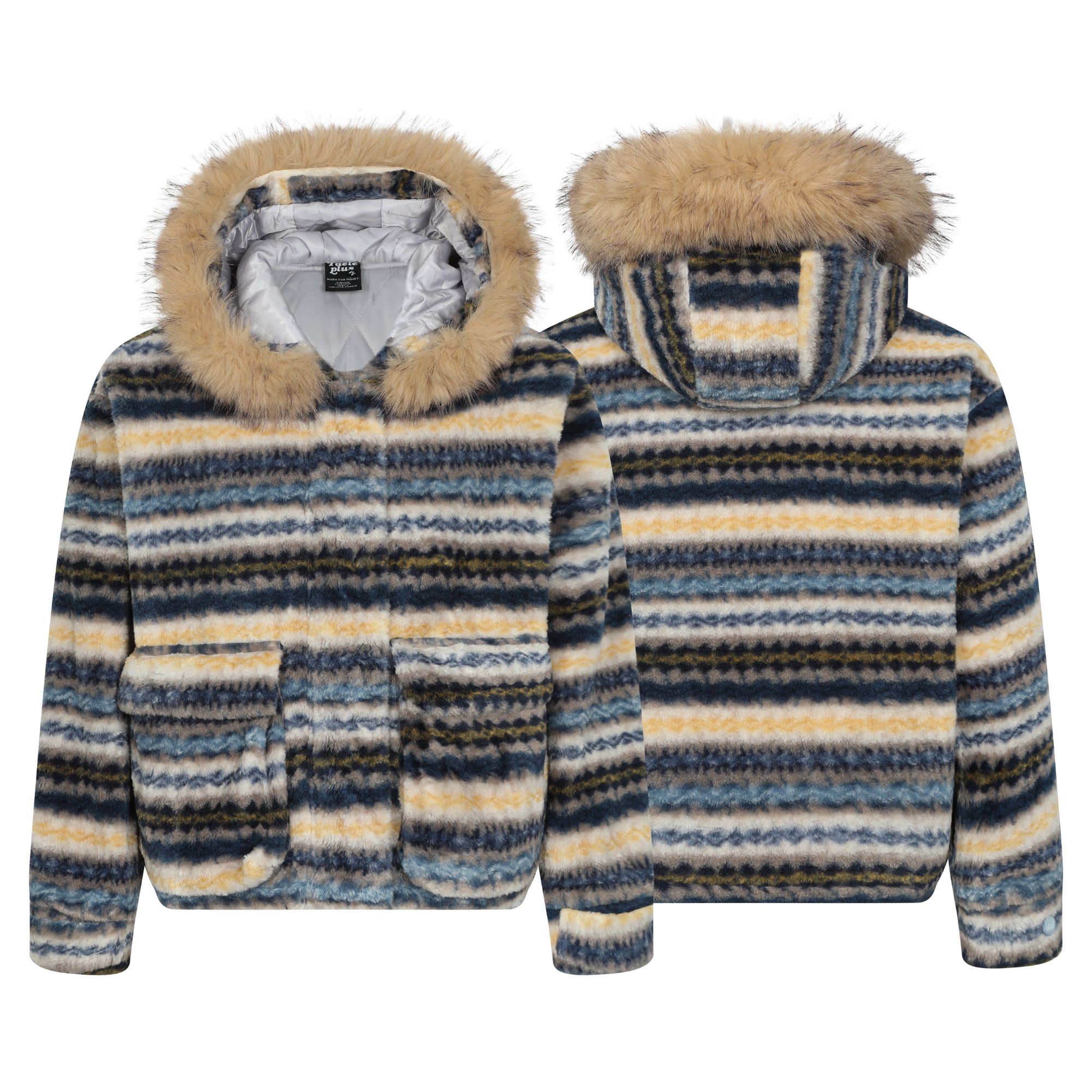 苏格拉底研究所 甜美费尔岛夹棉立体夹克25冬季大毛领棉袄棉服