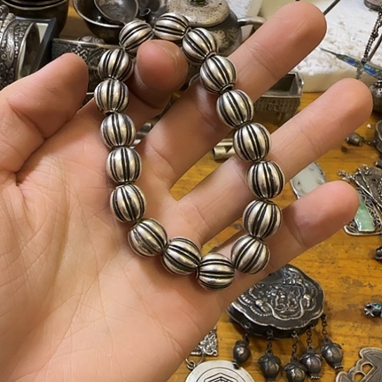 明***好足银木质足银手串