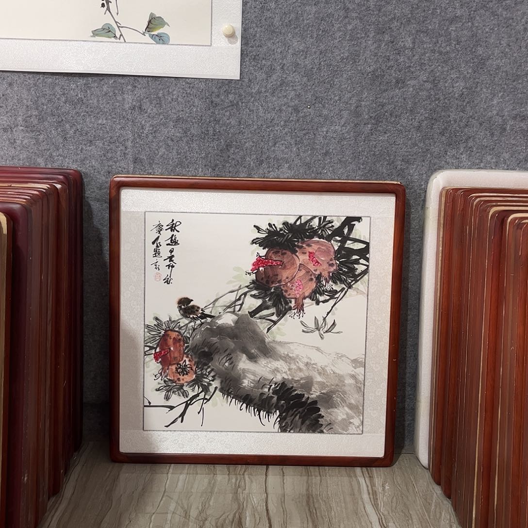 国画书画作品带框63×63