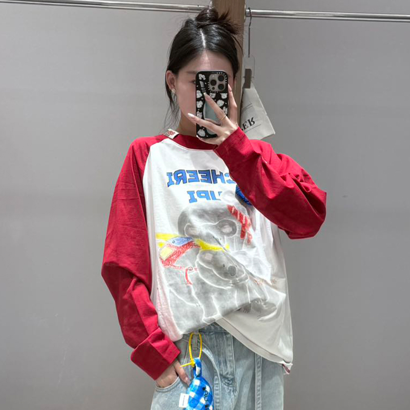【现货】cheeriupi设计师新款25秋季考拉叠叠乐插肩长袖T恤春秋宽松