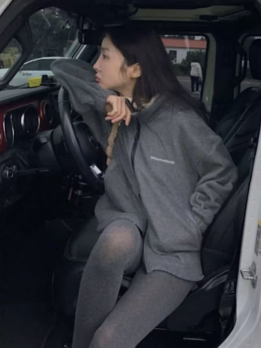 韩国东大门摇粒绒外套女宽松立领拉链开衫卫衣男秋冬