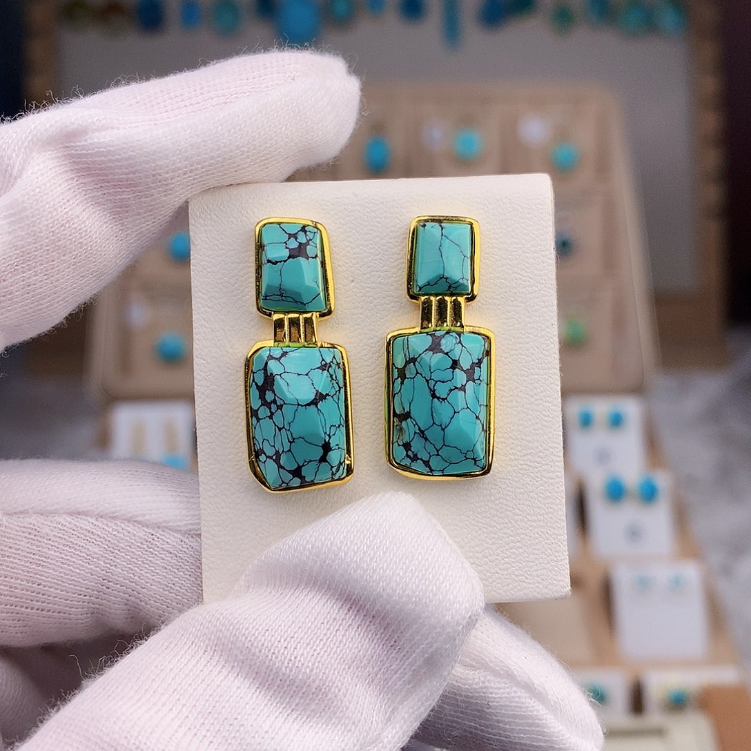 绿松石珠宝奇石银S925镶嵌