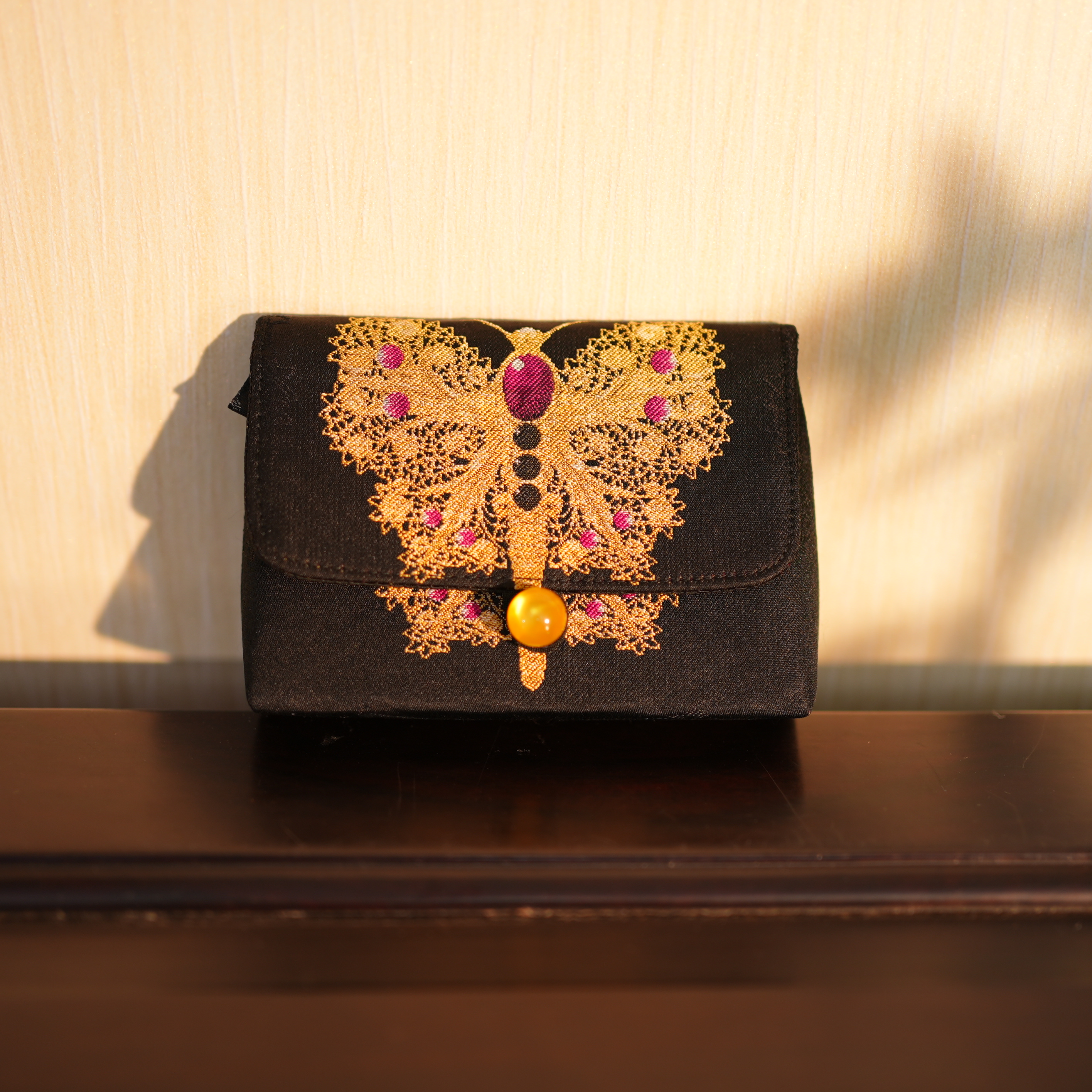 【黑金蝴蝶卡包】非遗SJK宋锦面料 尺寸11*8cm 手工拎缝