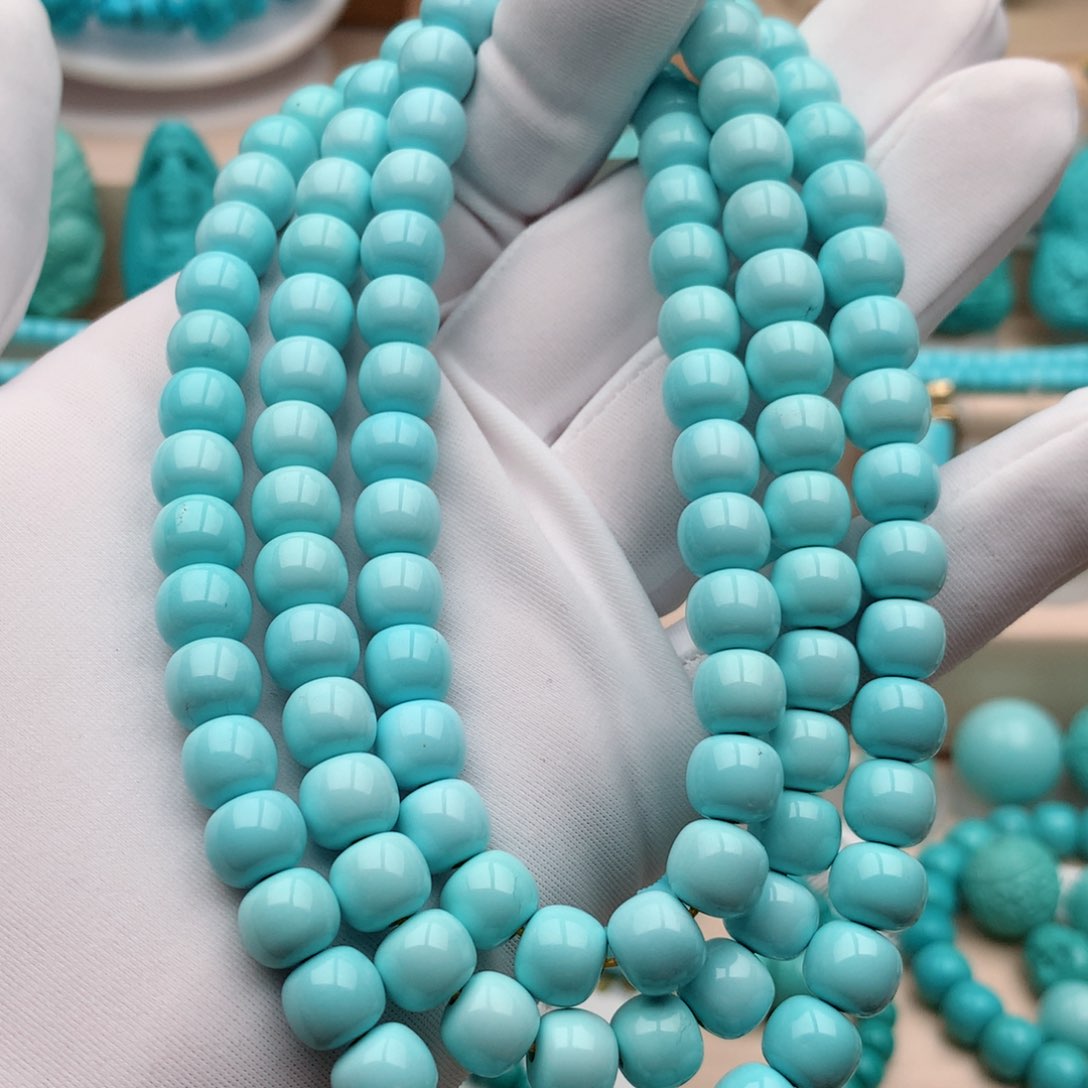 绿松石珠宝奇石未镶嵌7.6mm