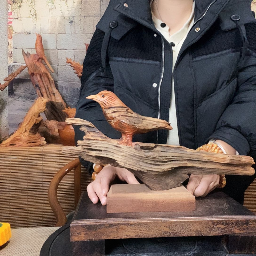 若***熙松木琥珀木把喜鸟