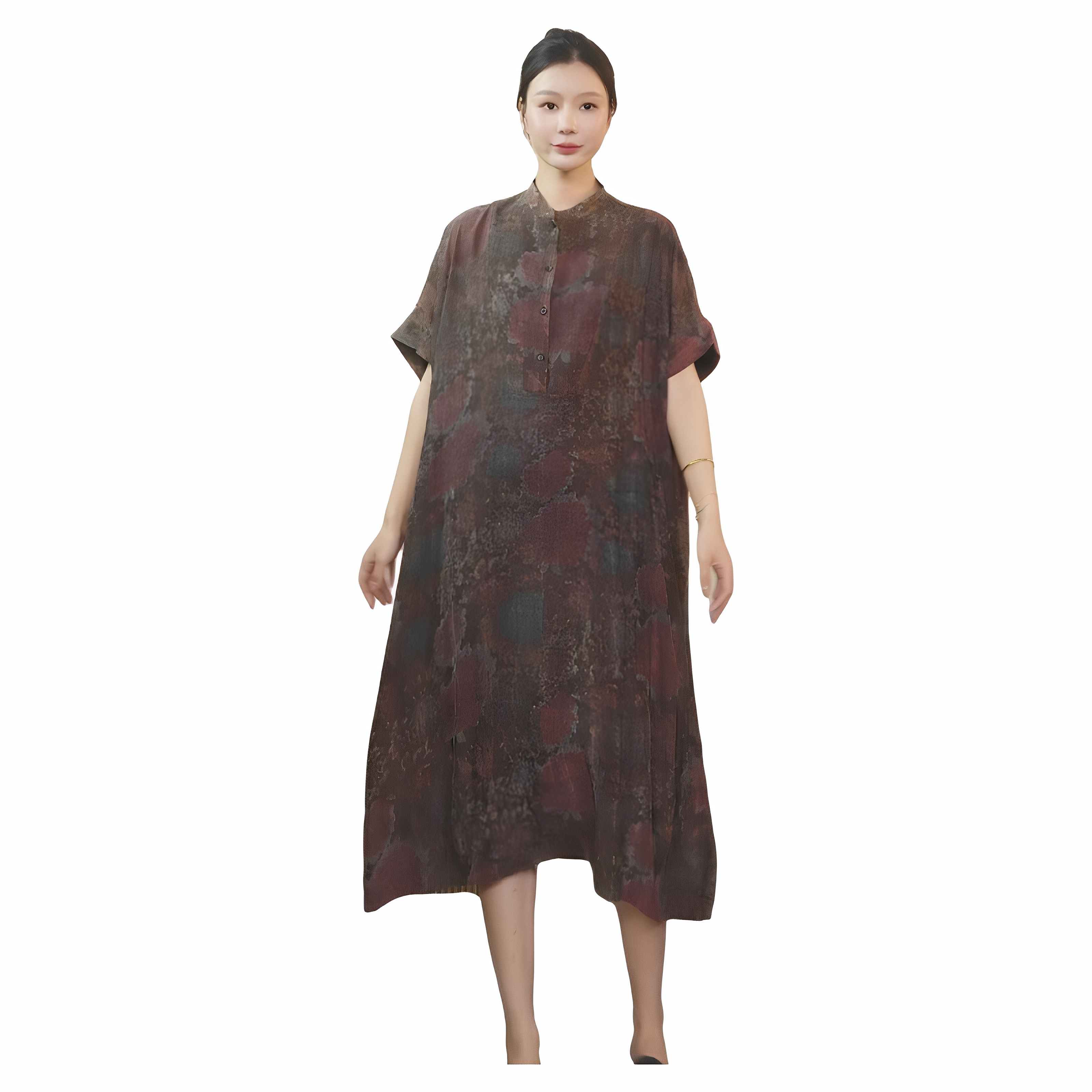 新款复古印花显瘦气质连衣裙1759