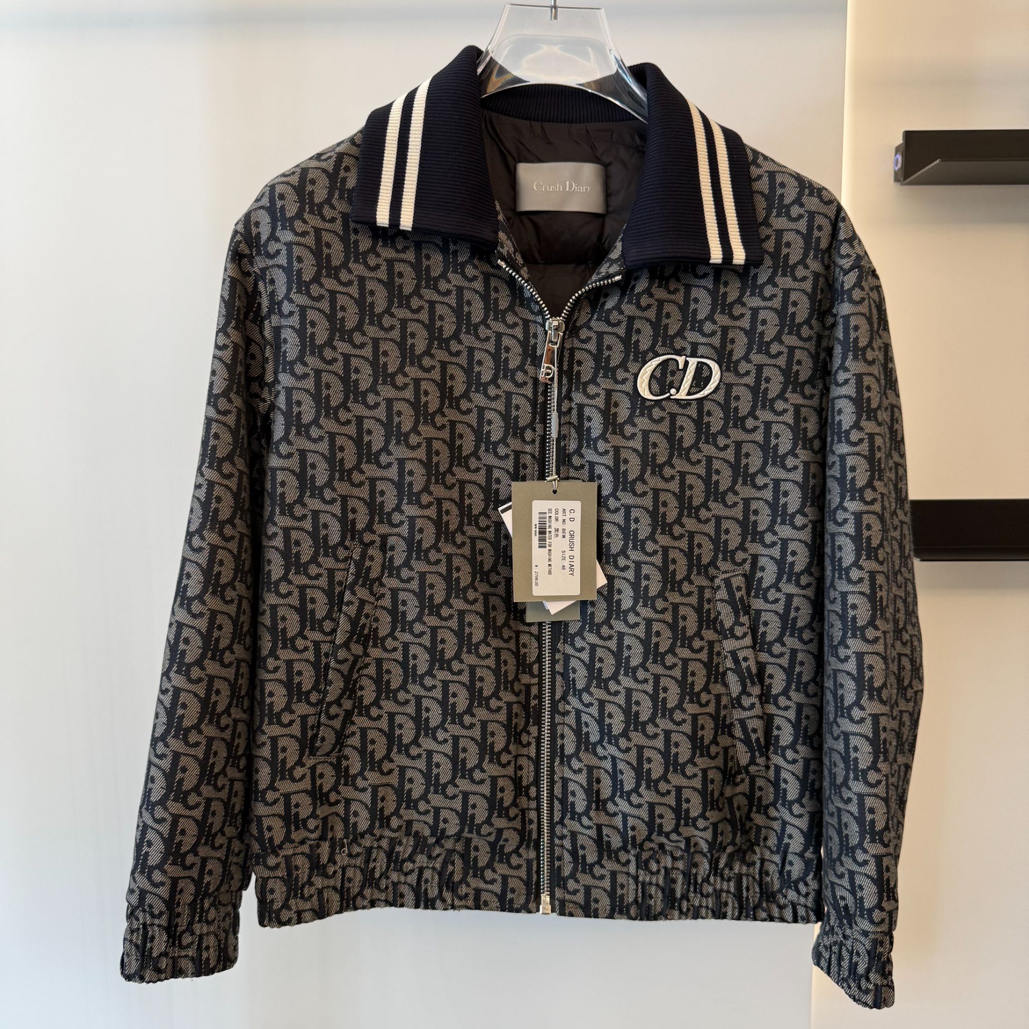 【C.D高定】2025秋冬男款潮流翻领时尚休闲长袖羽绒老花外套夹克