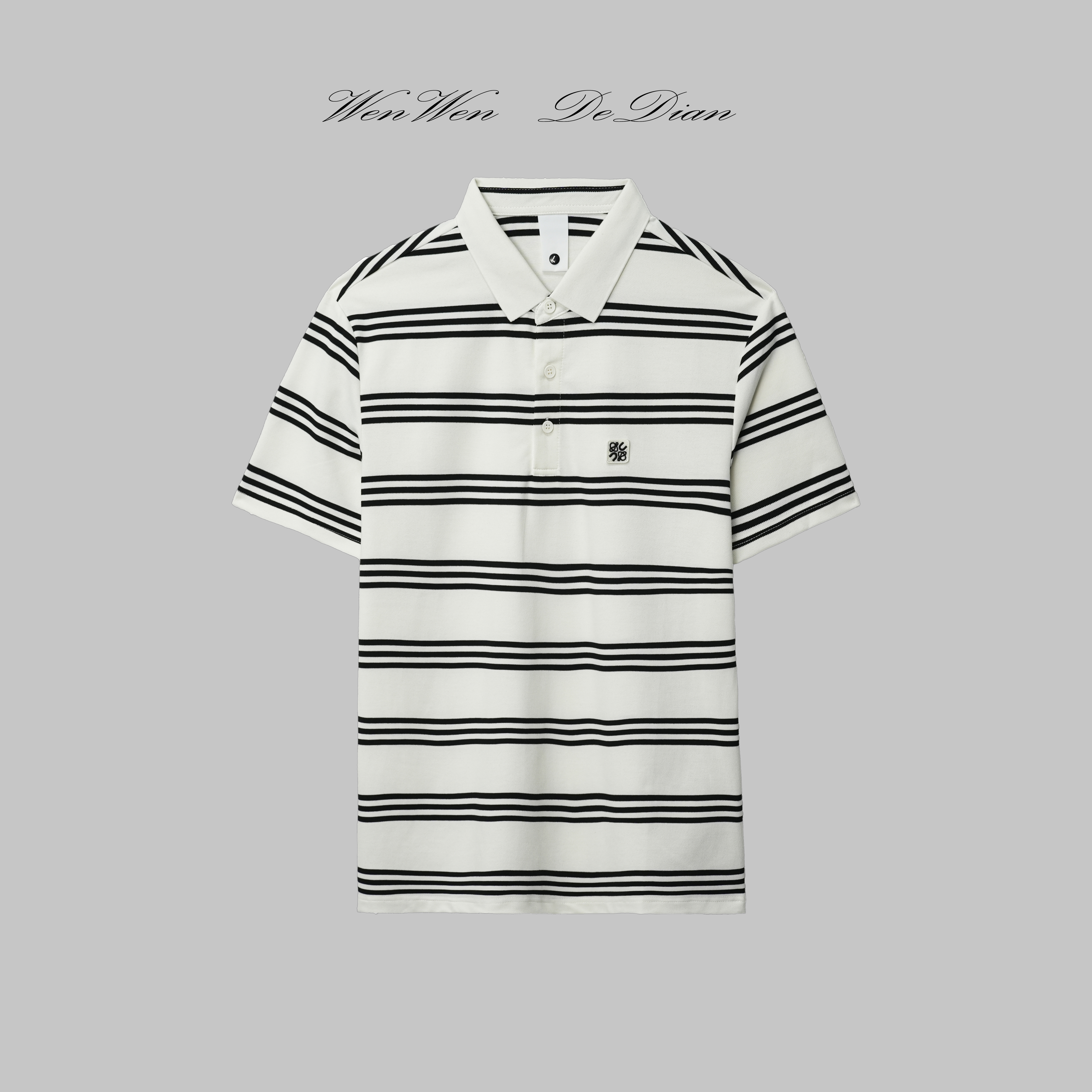 【文文的店】男士轻奢时尚夏季时尚百搭条纹POLO衫D7711