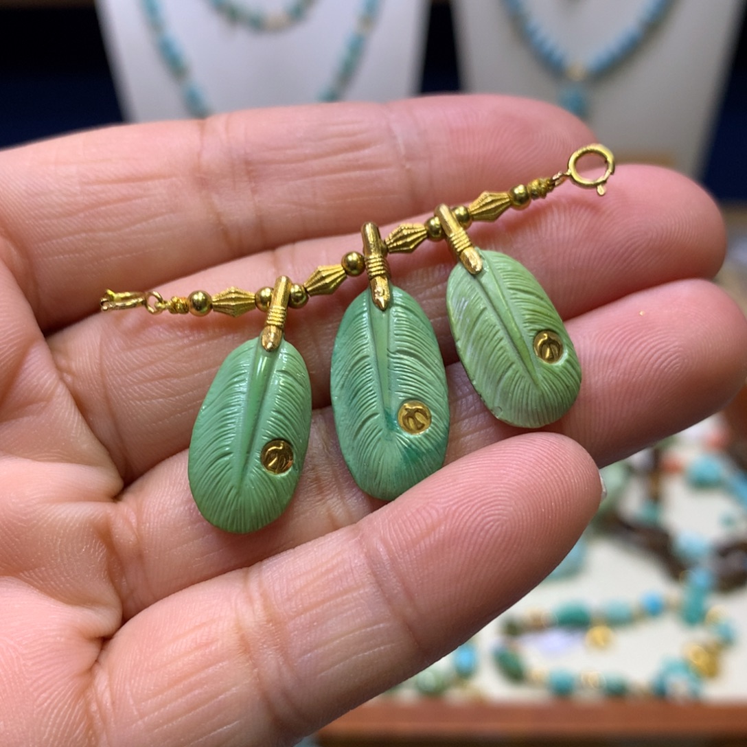 绿松石18K金镶嵌半链