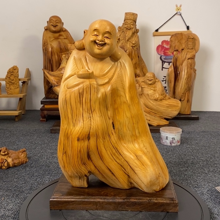 柏木（崖柏）崖柏弥勒佛摆件根雕工艺品