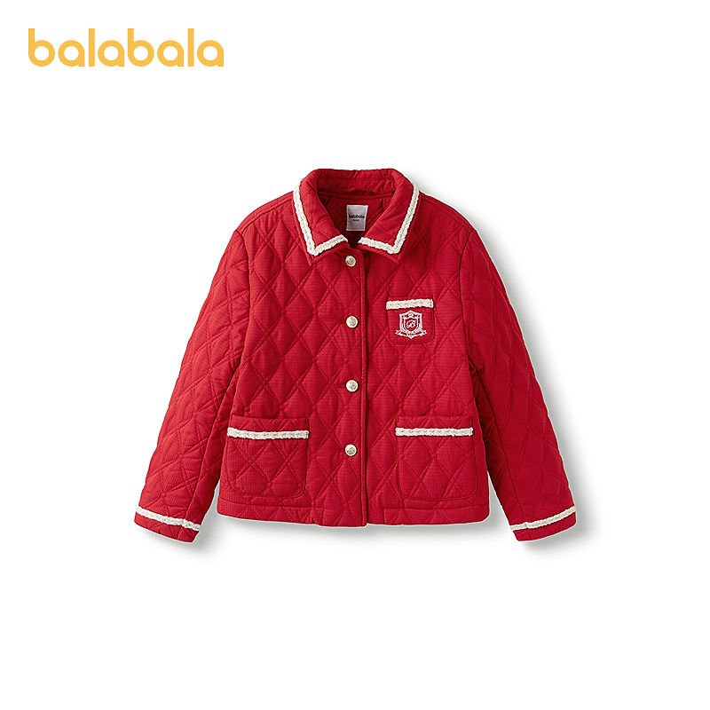 巴拉巴拉童装儿童外套女童棉服春装上衣翻领小香风洋气绣花时尚