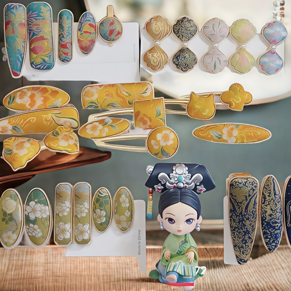 直播间专拍宋锦非遗手作古风美女头饰.发饰.饰品