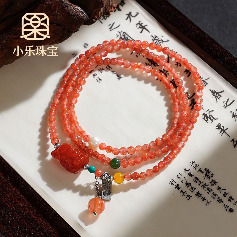 原创天然多圈南红盐源凤九手链-9946-1