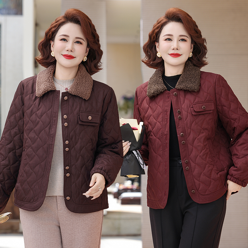 时尚中年妈妈冬装短款棉衣外套中老年女冬季洋气棉服棉袄2025新款