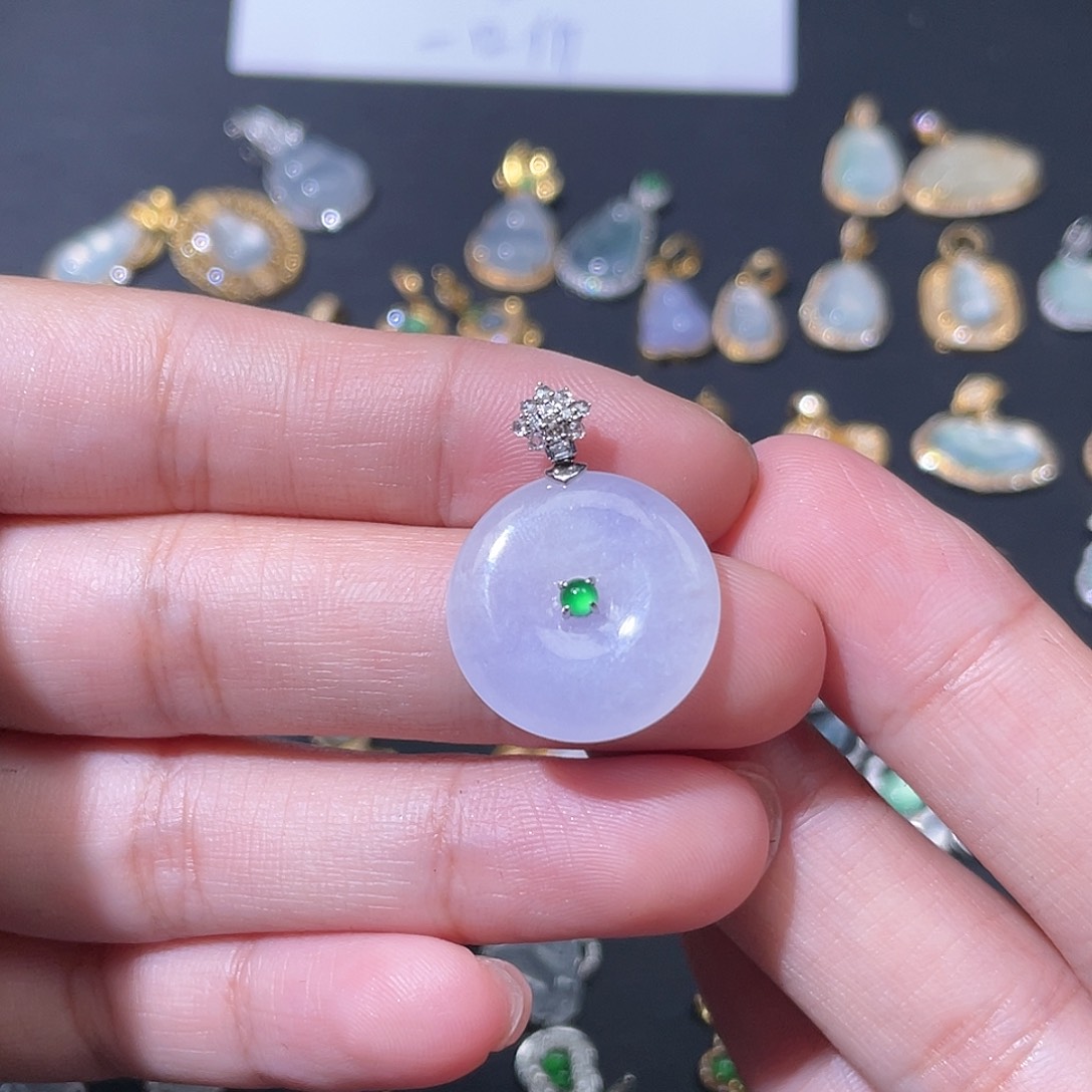 翡翠18K金镶嵌吊坠(不含链)吊坠