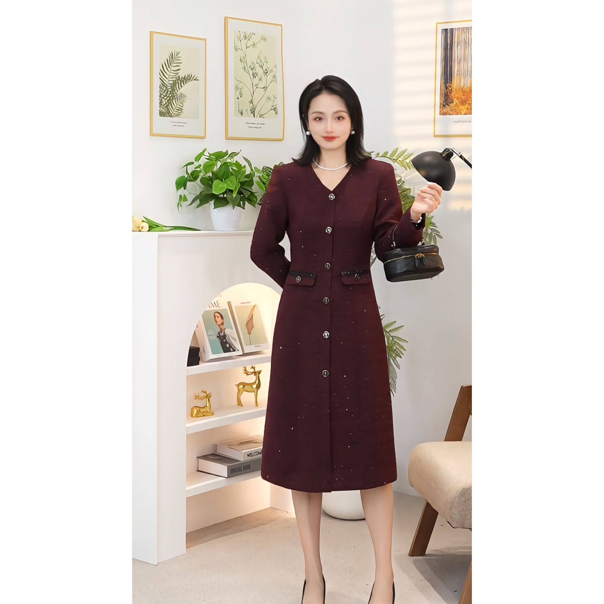 【咔尔丽丝】冬季高端大码显瘦 6754 气质时尚百搭女装连衣裙