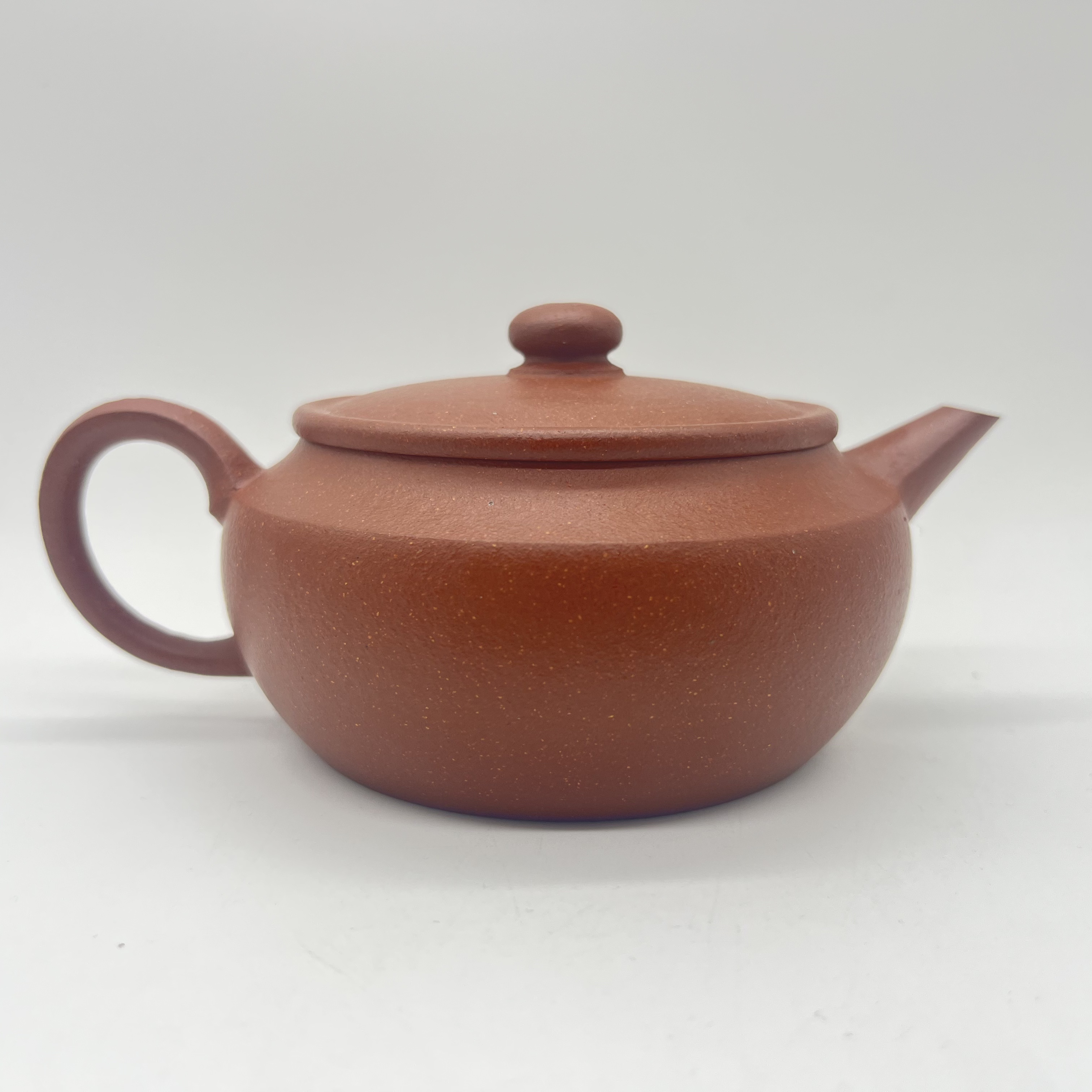 宜兴紫砂红降坡周盘180cc纯手工精美周盘壶