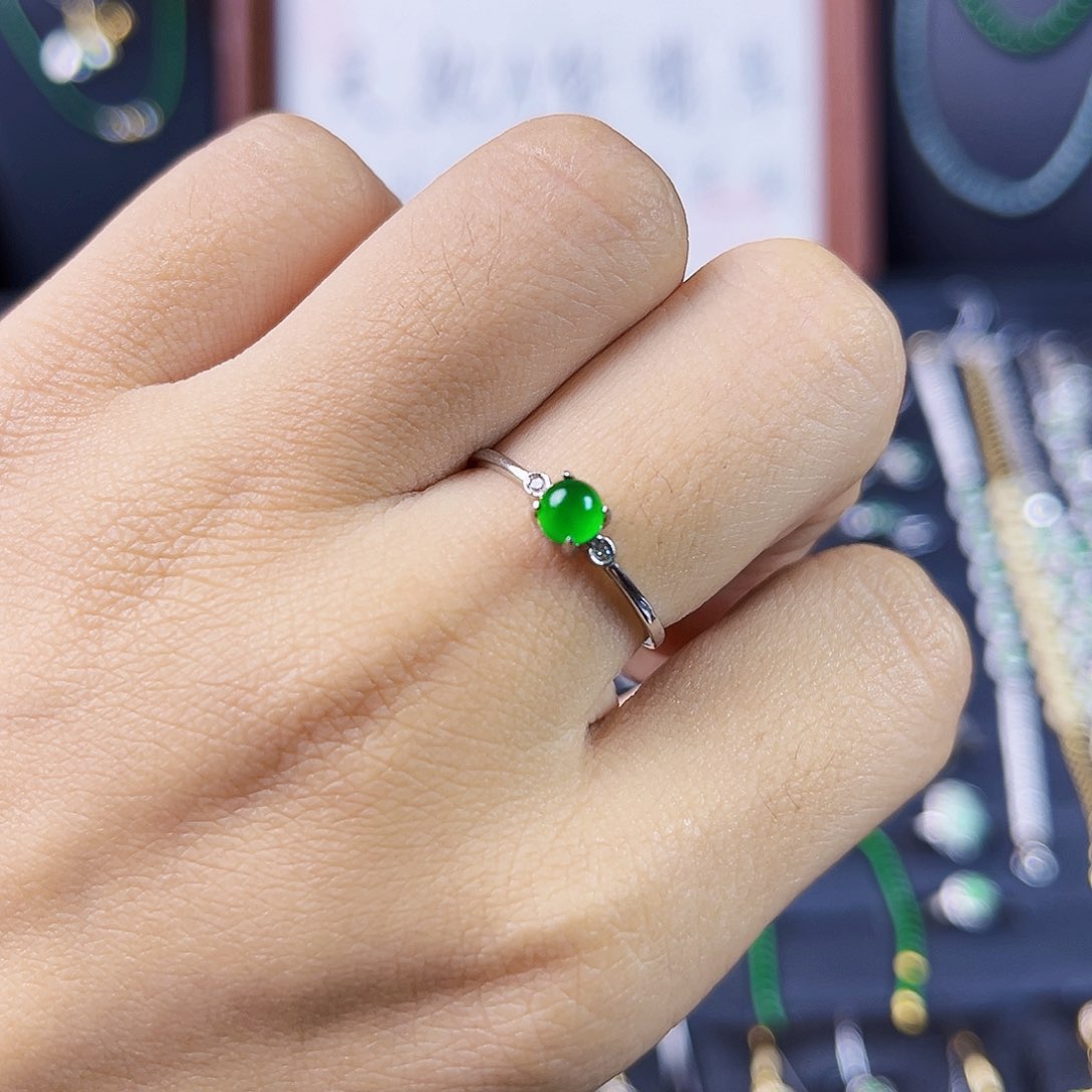 银S925镶嵌戒指翡翠姚*妖