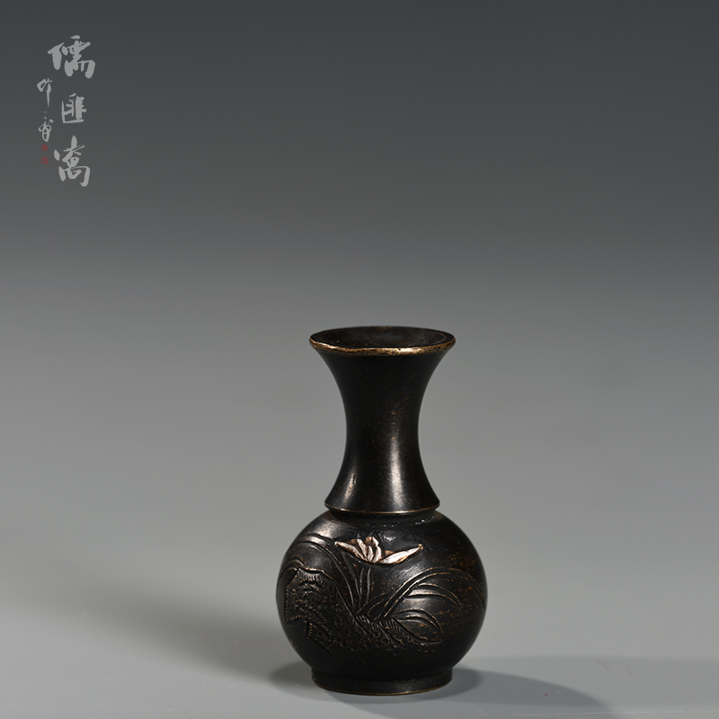 【儒匪窝】宝瓶型高肉银镶嵌兰花香插