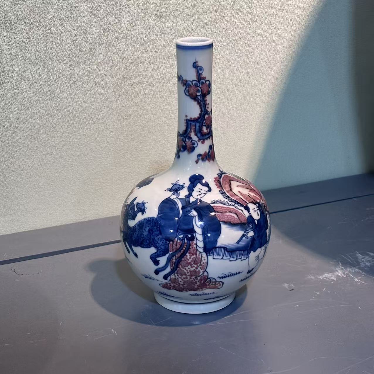 景德镇陶瓷青花釉里红人物赏瓶