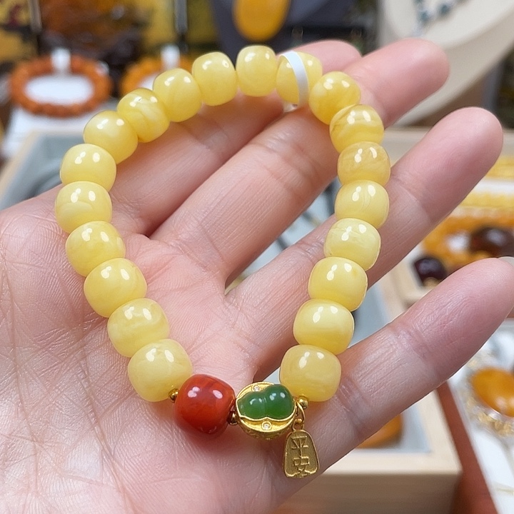 琥珀珠宝奇石银S925镶嵌9.3 12.2克