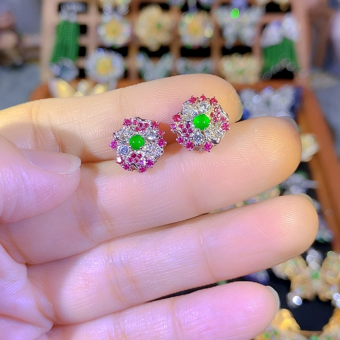 吊坠(不含链)银S925镶嵌翡翠