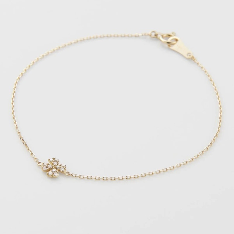 925银合成锆石手链 ZWZWS925银镀18K金 四叶草手链小清新