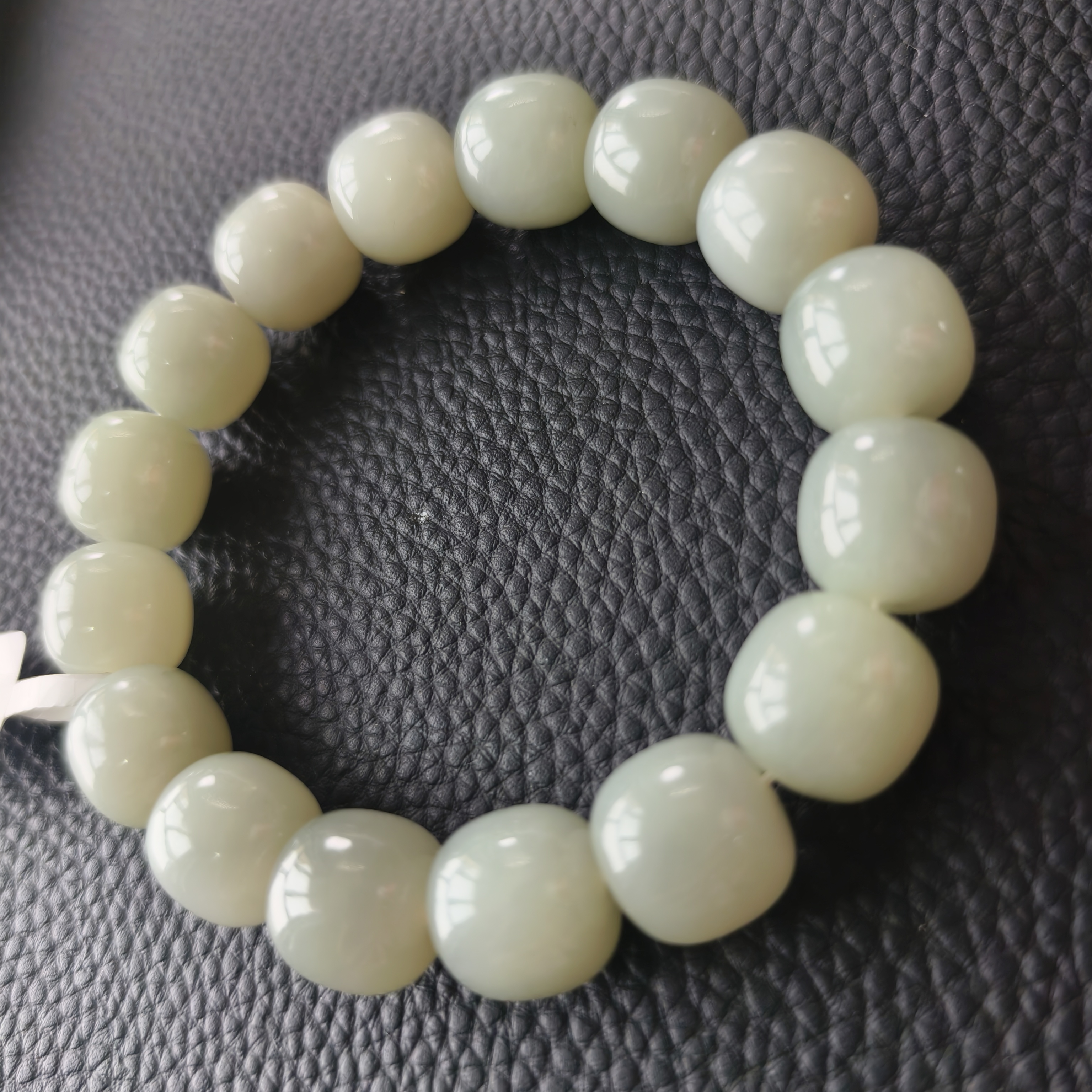 新疆且末料青白玉老型卡14手串