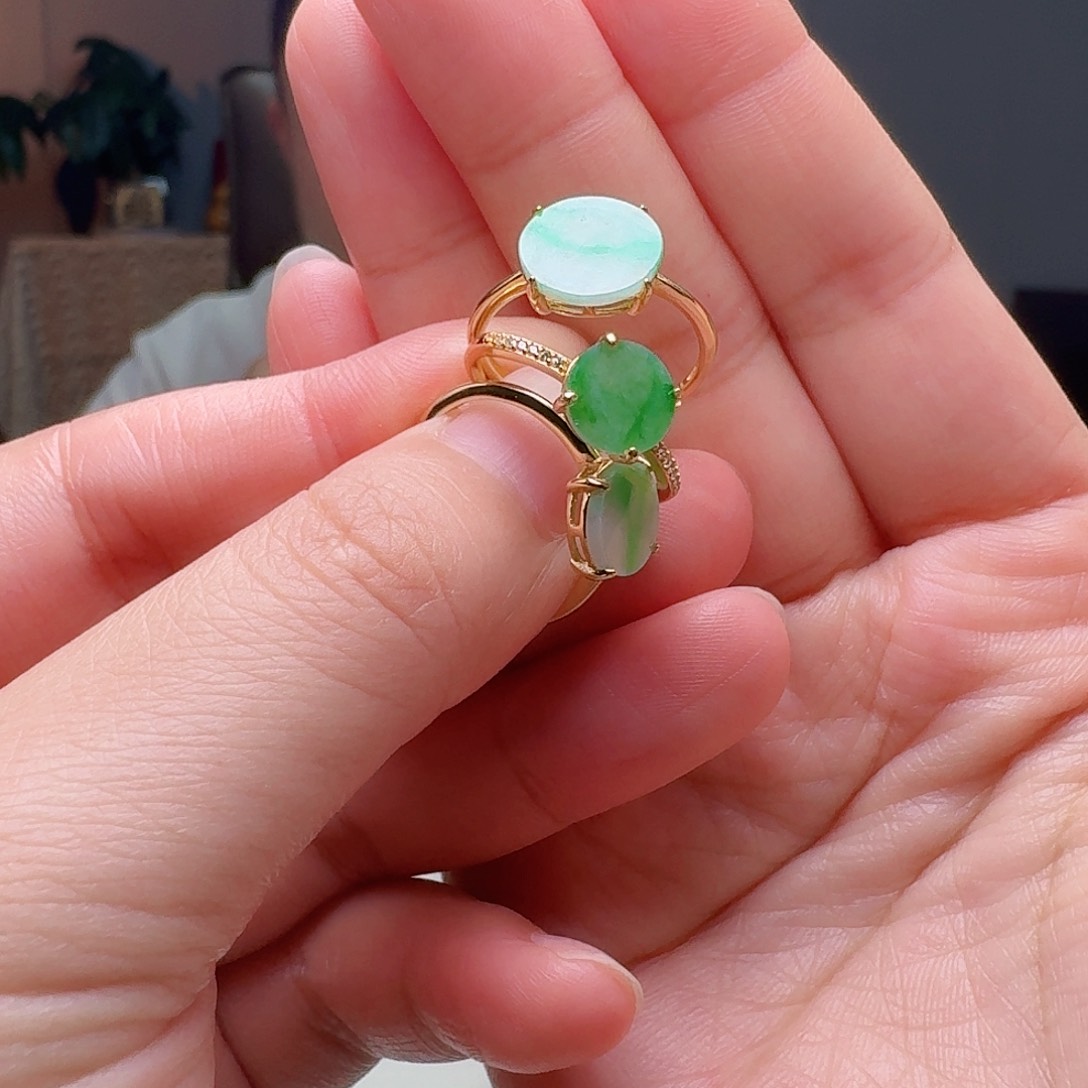 翡翠戒指银S925镶嵌多样性发货其一