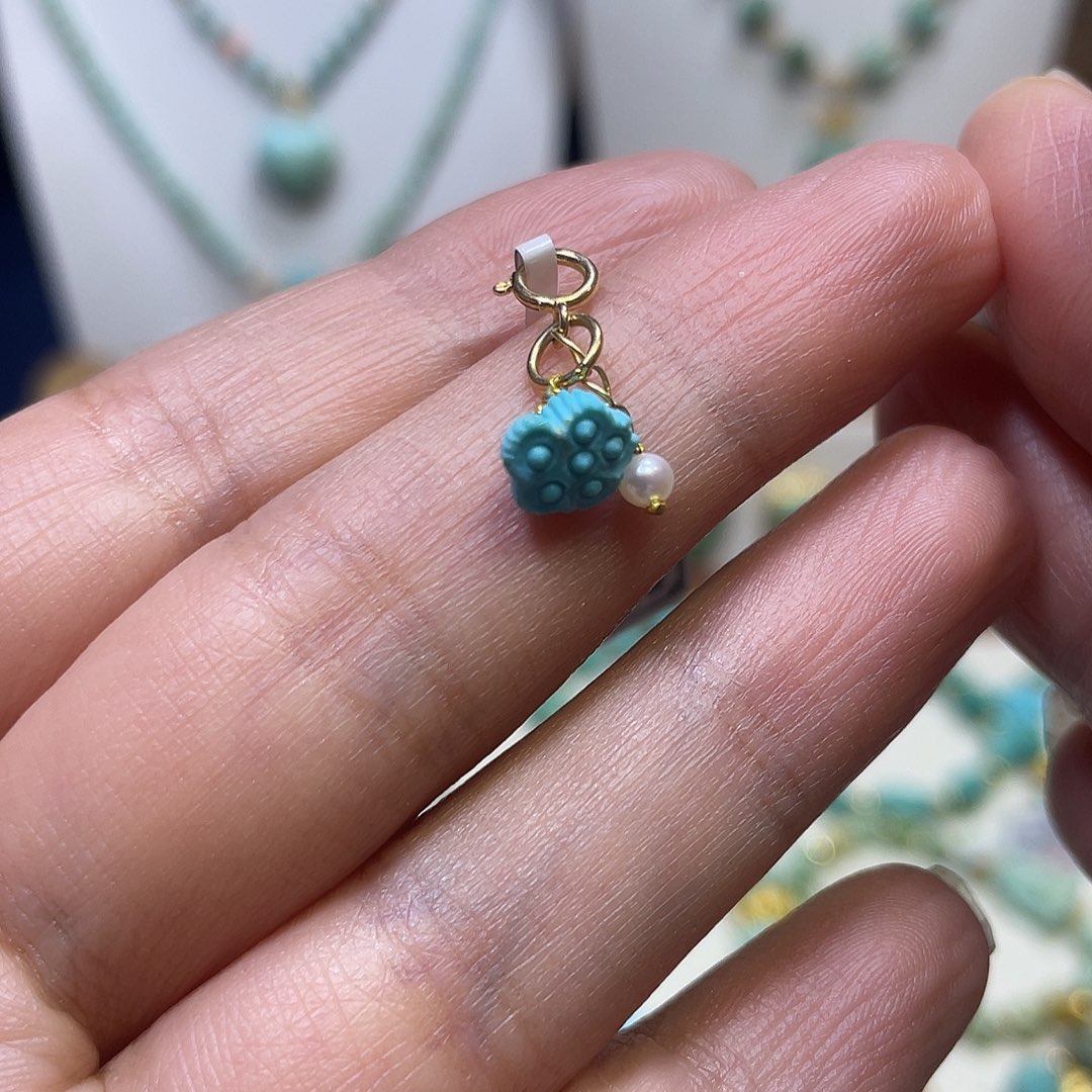 绿松石银S925镶嵌滴流