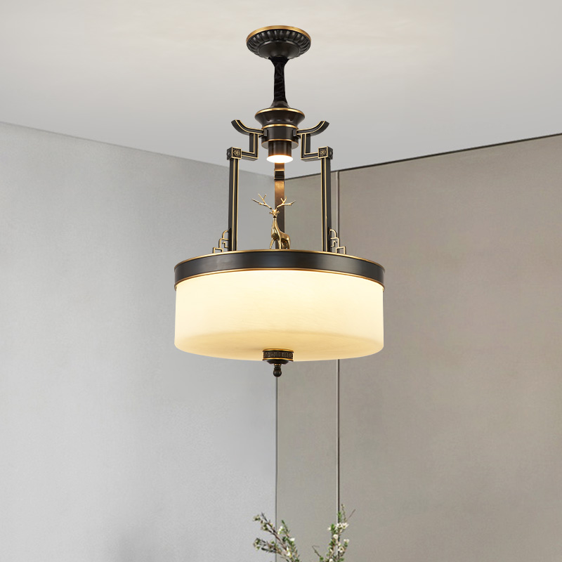 【祥禄】新中式玄关小吊灯全铜床头灯禅意中国风走廊过道复古灯具