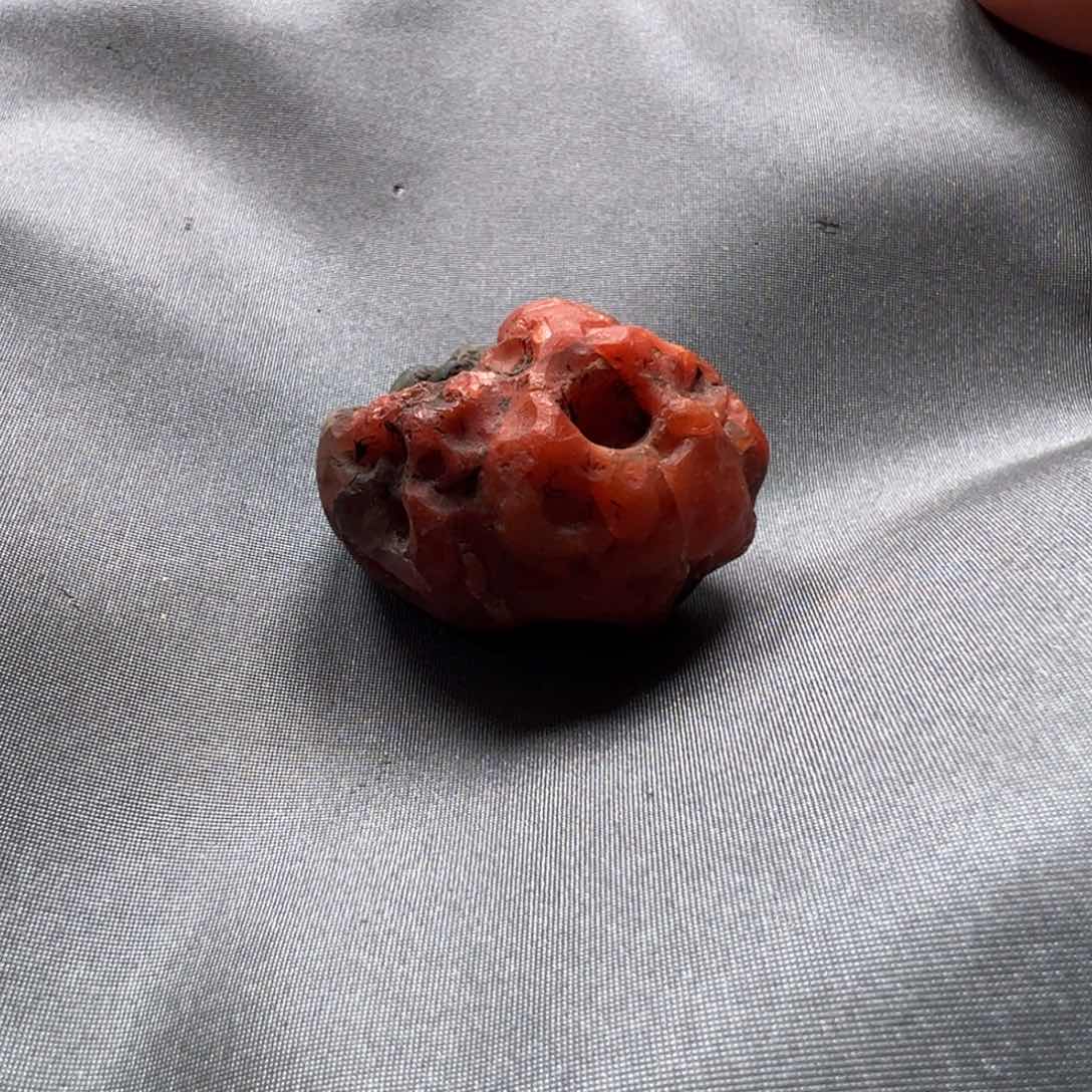 南红玛瑙算盘珠未镶嵌青*