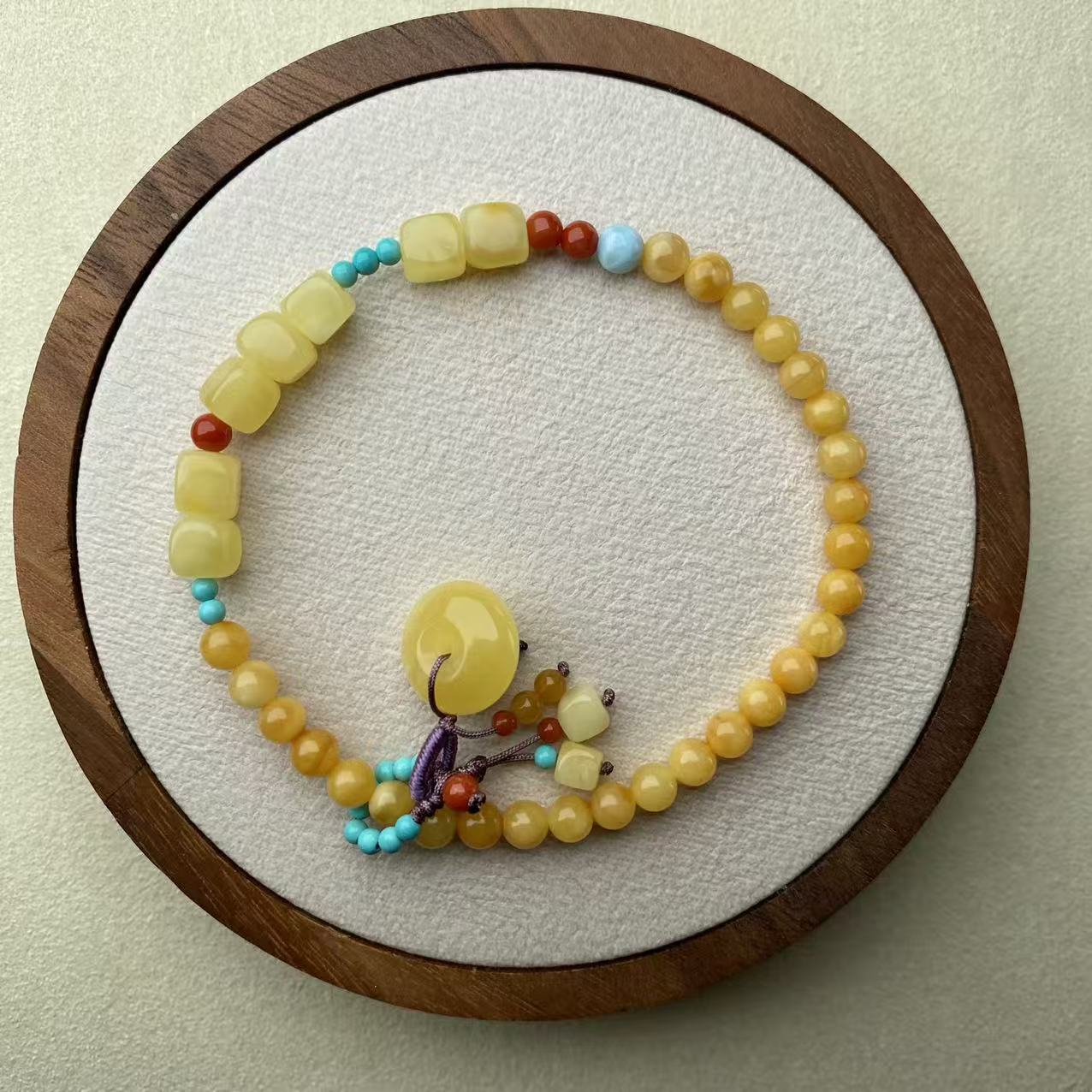 俄料原矿老花蜡蜜蜡L040小直径精致单圈手链