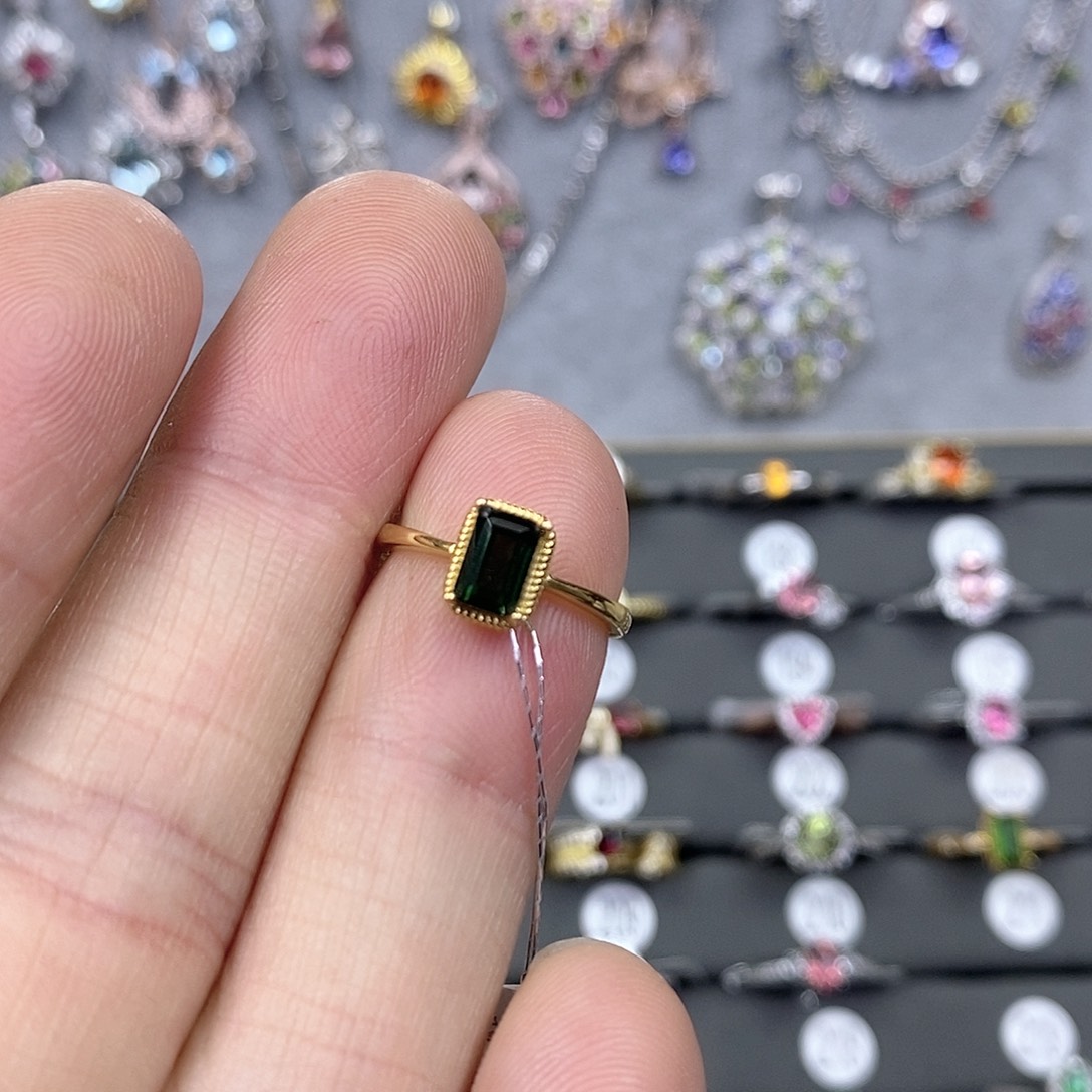 碧玺戒指银S925镶嵌戒指