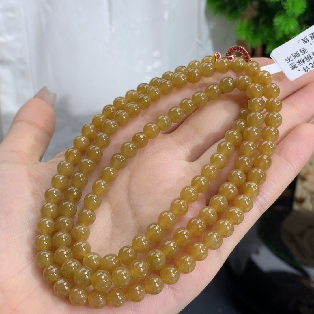 翡翠手链未镶嵌卡5.8冰润黄翡