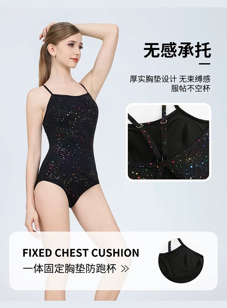 烫金黑色女款百搭气质美背连体泳衣女士夏季无袖休闲网红潮流