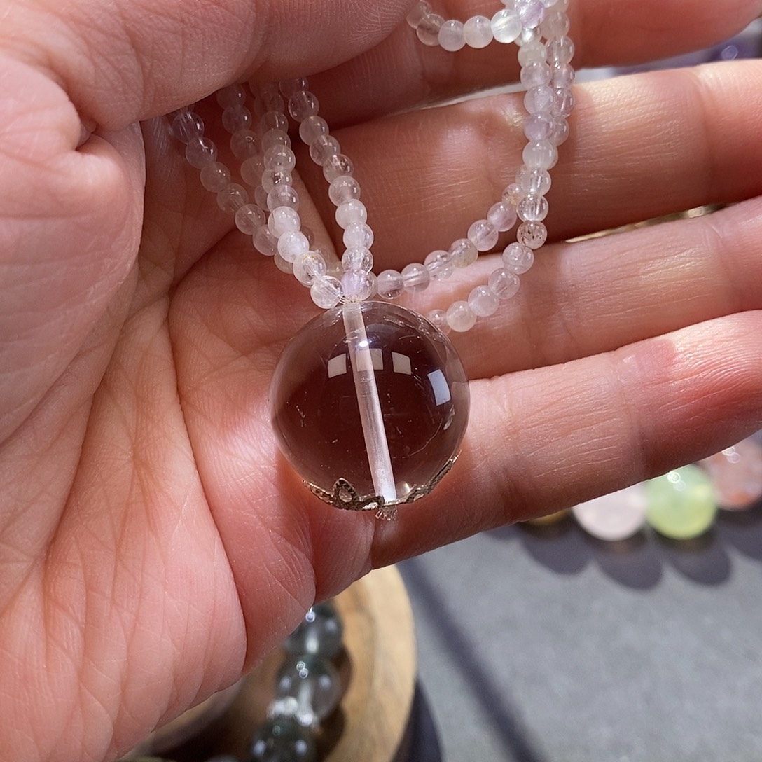 水晶未镶嵌珠宝半成品白水项链