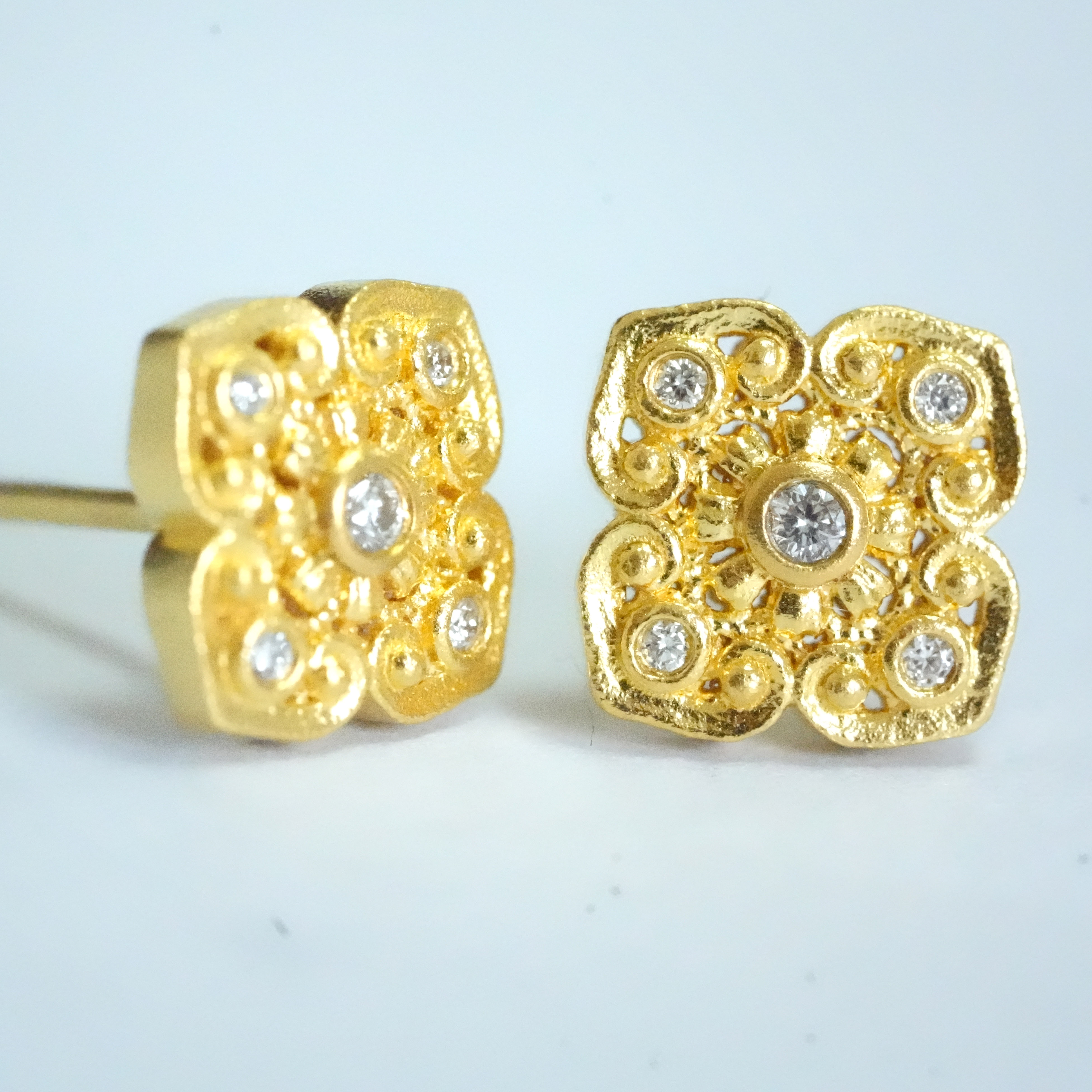 千禧珠宝 足金四叶草耳钉