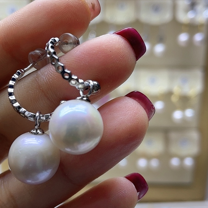 淡水珍珠耳饰银S925镶嵌