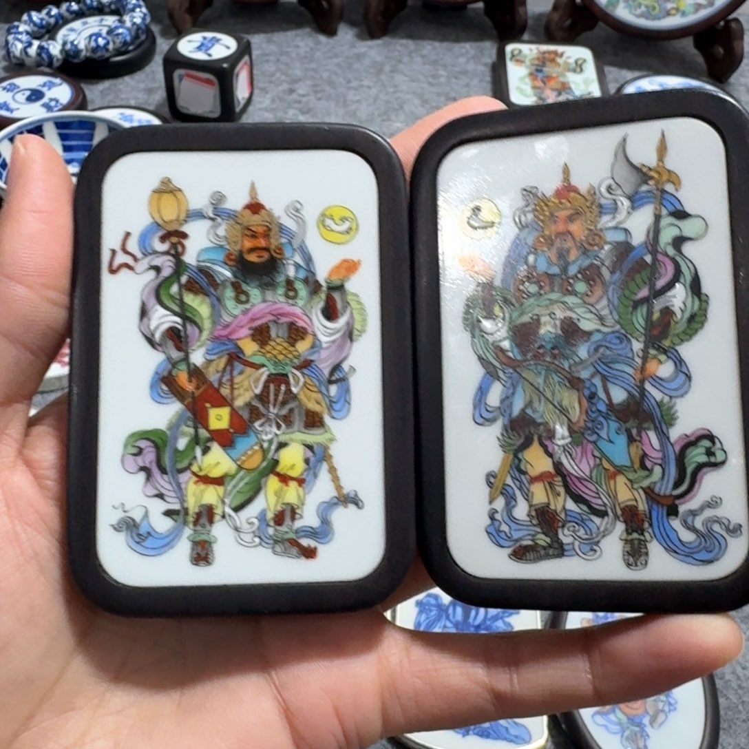瓷片李*任精品门神一对