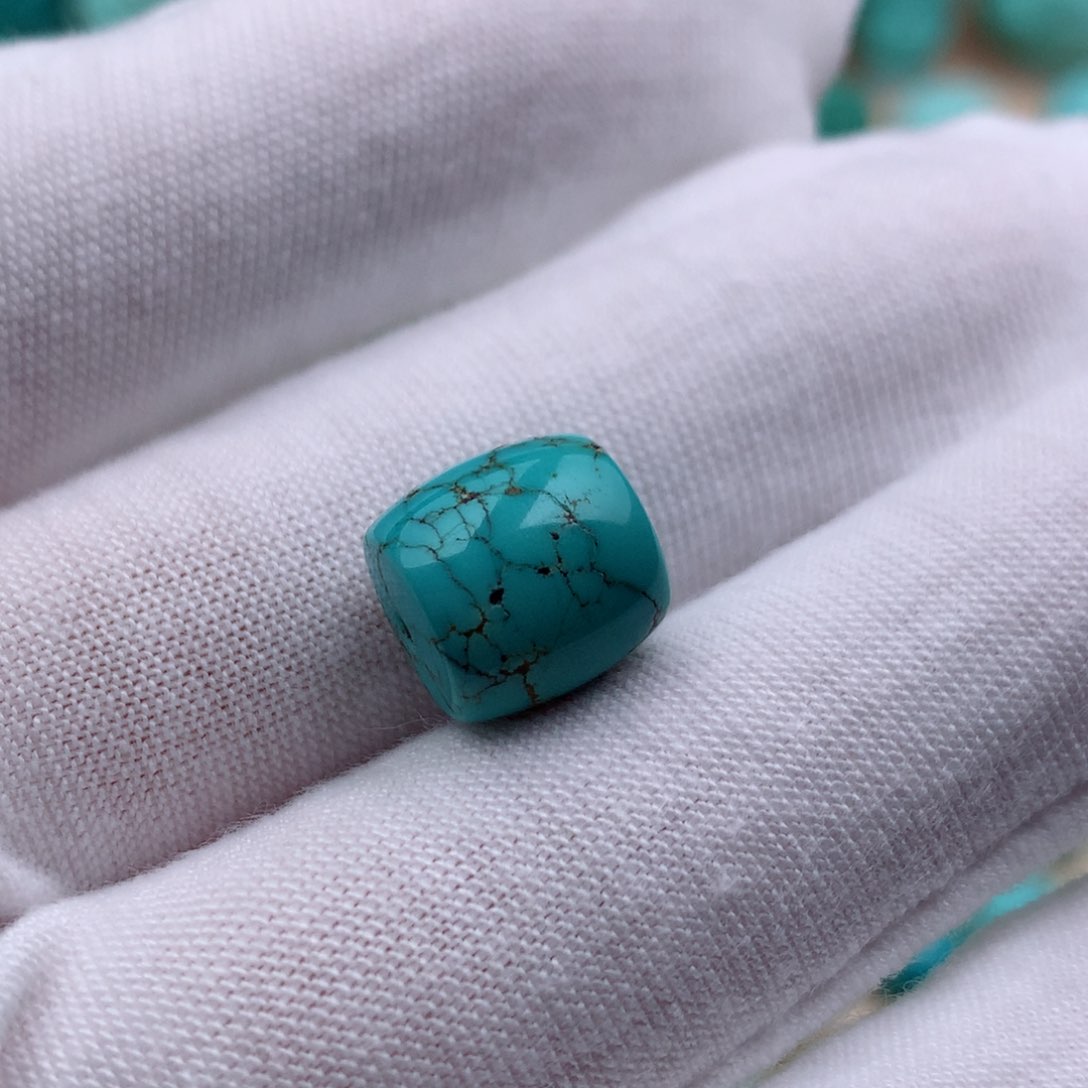 绿松石珠宝奇石未镶嵌绿松石水草纹直切珠