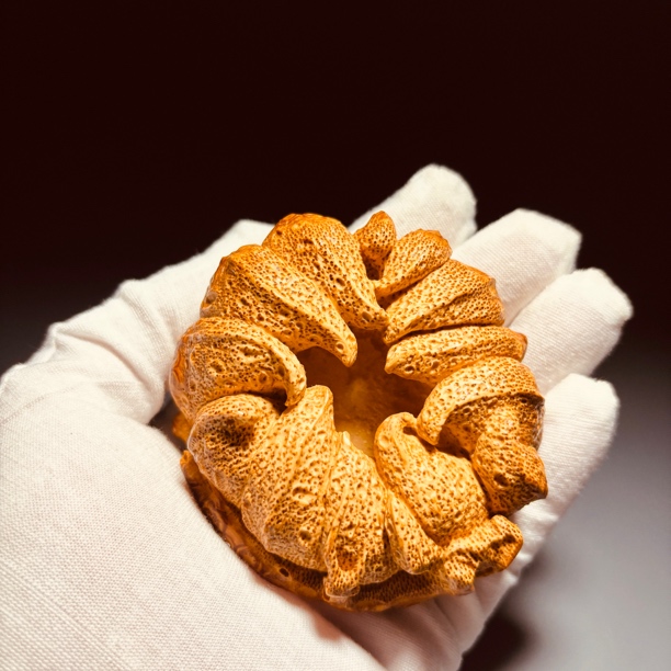 精品竹根雕老物件佛手水盂福寿手把件