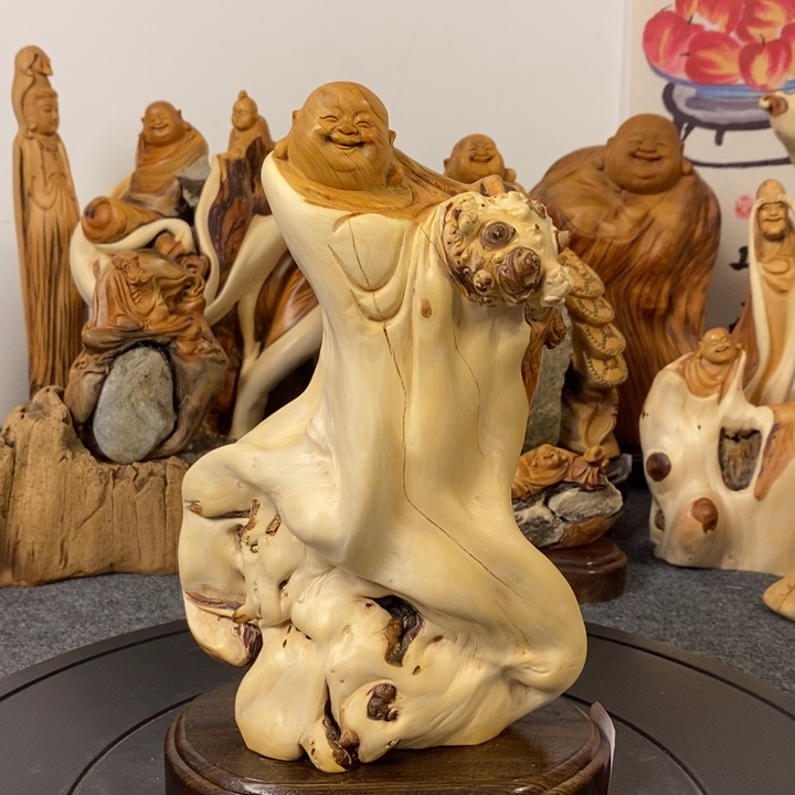 柏木（崖柏）太行崖柏弥勒佛摆件根雕工艺品