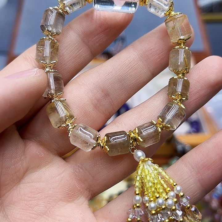 水晶手链银S925镶嵌金发