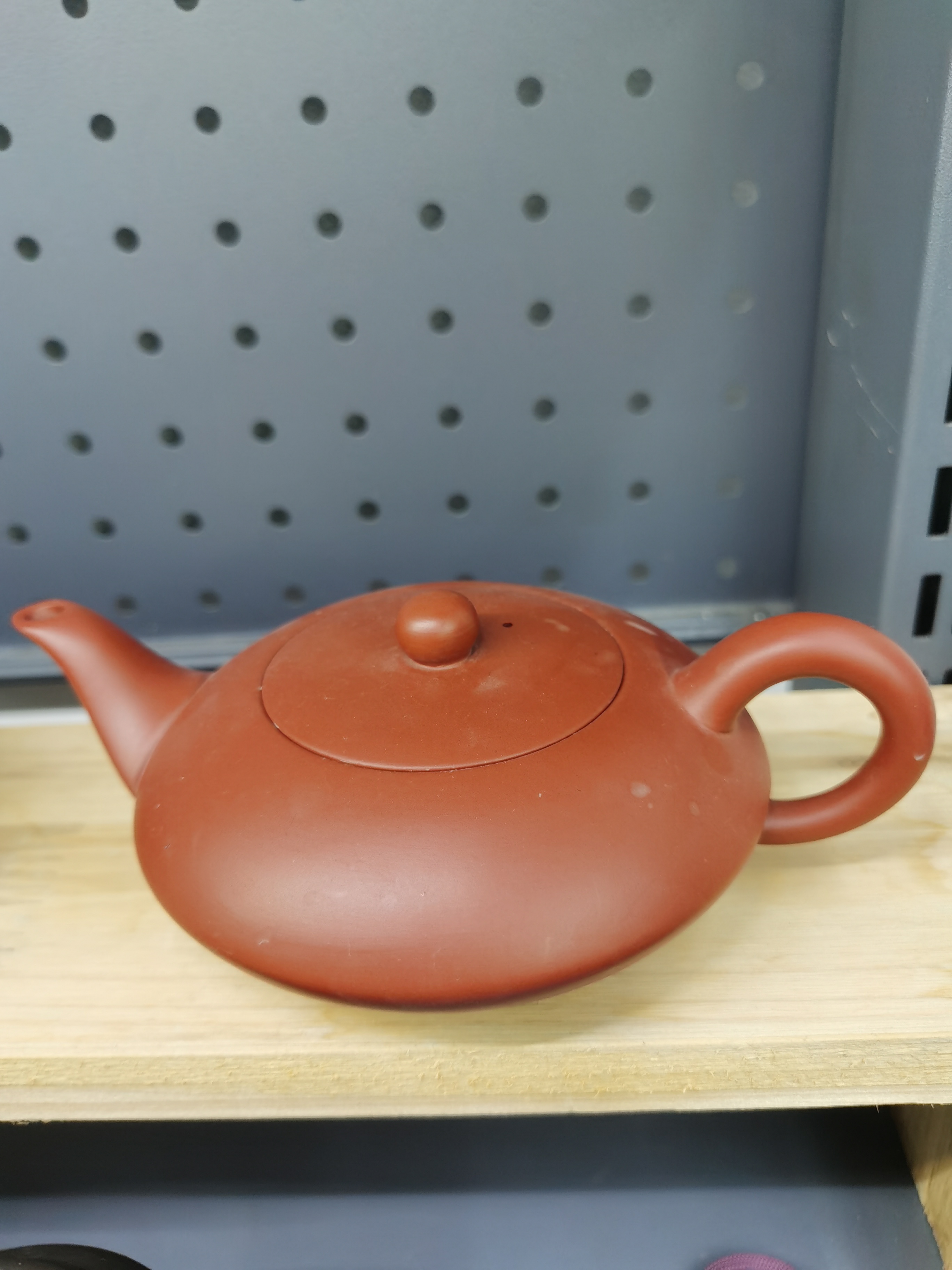 福利款原矿紫砂朱泥扁壶家用茶具220cc